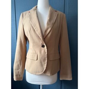Merona Womens Camel Tan Wool Blend Single Button Blazer Jacket Size 4